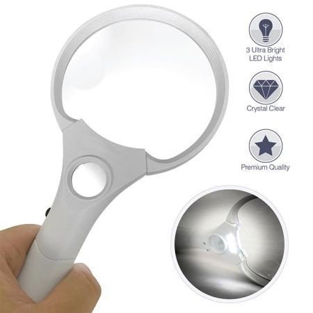 3x 4.5x 25x Power Handheld Magnifying Glass With 3 Ultra Bright Led Light
